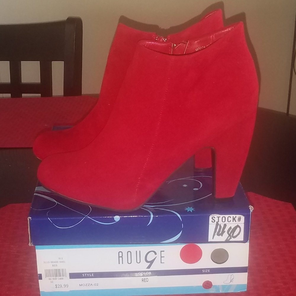Red suede booties